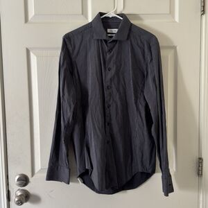 Calvin Klein Striped Men’s Dress Casual Shirts Slim Fit Stretch Cotton Blend M